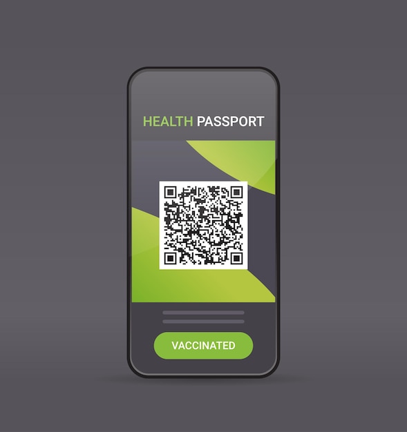 digital immunity passport with qr code on smartphone screen risk free covid-19 pandemic vaccinate certificate coronavirus immunity concept vector illustration