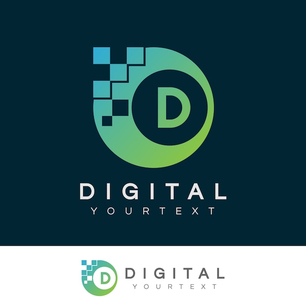 digital initial Letter D Logo design