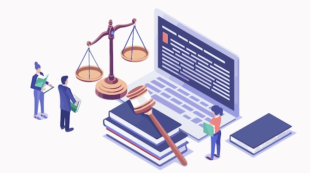 Vector digital law and justice webpage online legal website concept