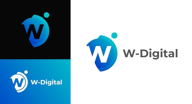 Digital letter WD logo vector template