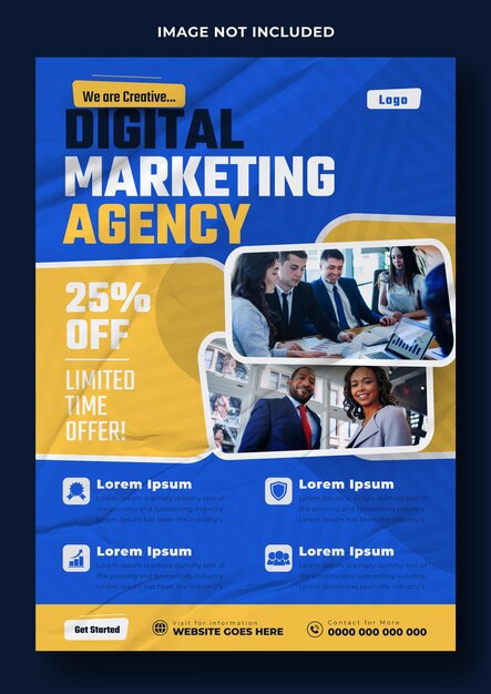 Digital marketing ads promotional flyer template design