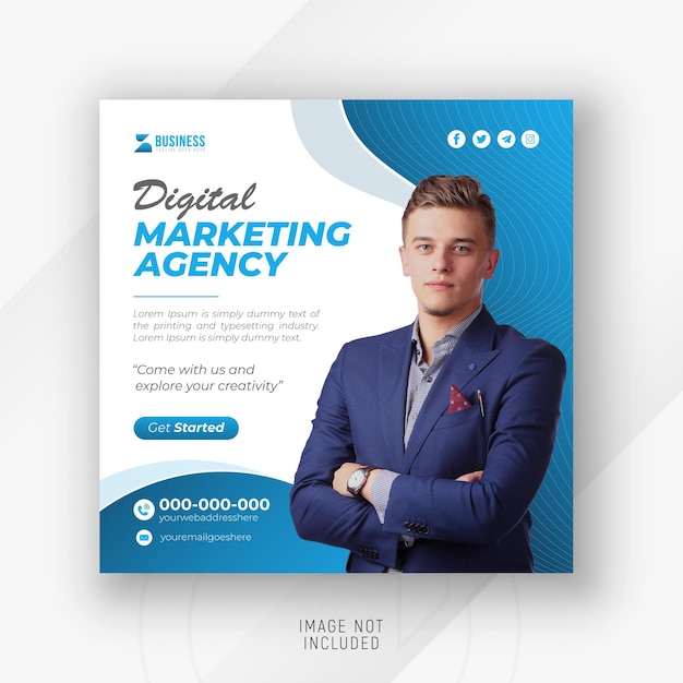 Digital marketing agency and 2 color gradient clean background or Modern ad colorful social media post design template