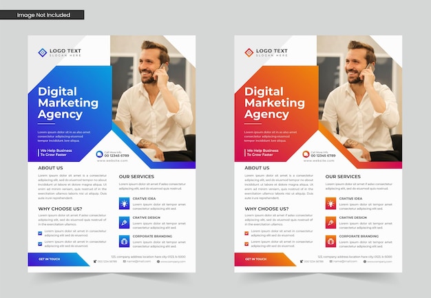 digital marketing agency or business flyer template design set or a4 flyer template