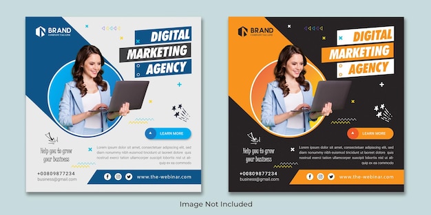 Digital marketing agency and business social media post template premium vector