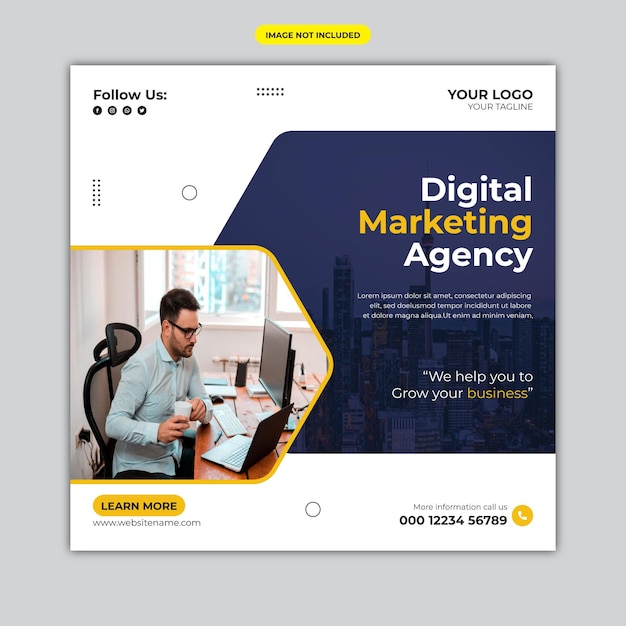 Digital marketing agency and corporate banner or social media post template