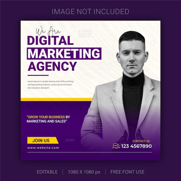 Digital marketing agency and corporate business flyer square social media post banner