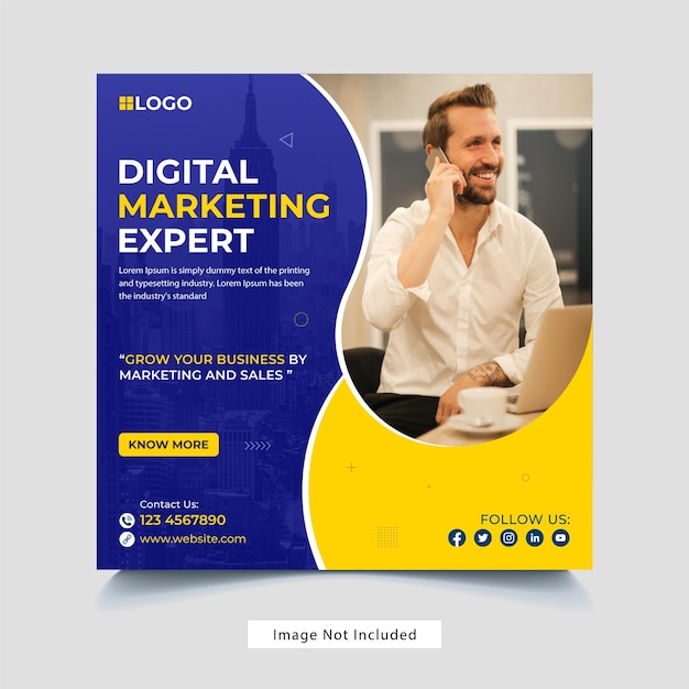 Digital marketing agency and corporate business flyer square social media post banner