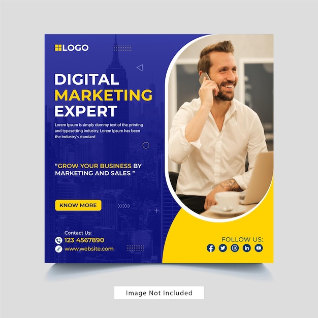 Digital marketing agency and corporate business flyer square social media post banner