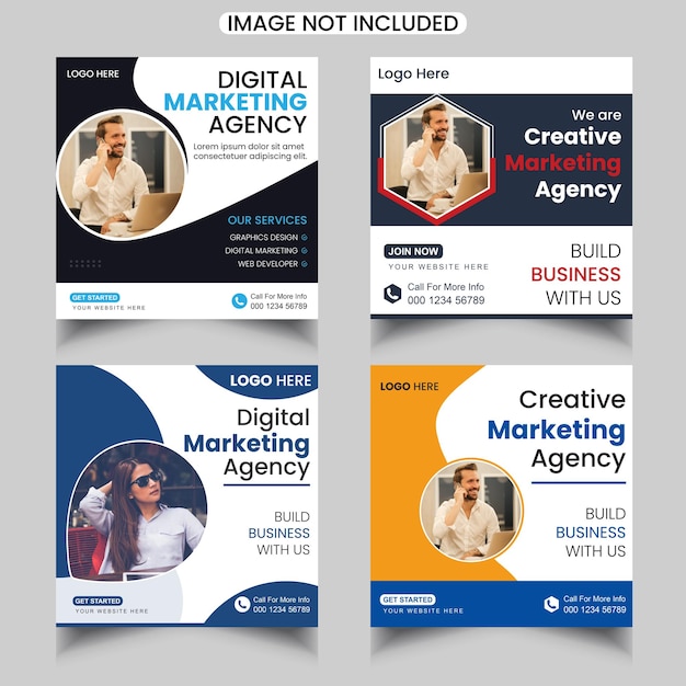 Digital marketing agency corporate business social media post set template