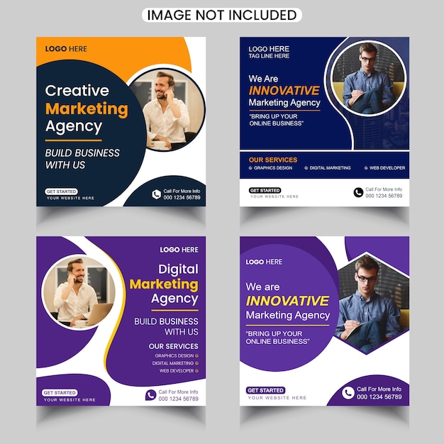 Digital marketing agency corporate business social media post set template