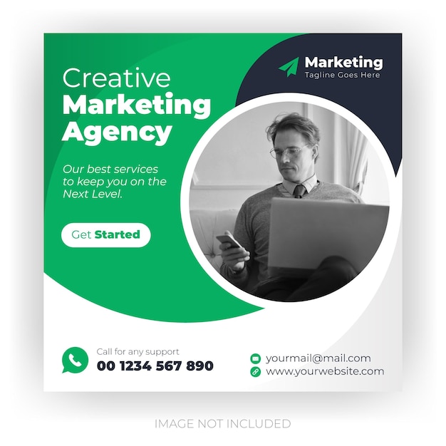 Digital marketing agency and corporate social media post banner template and flyer