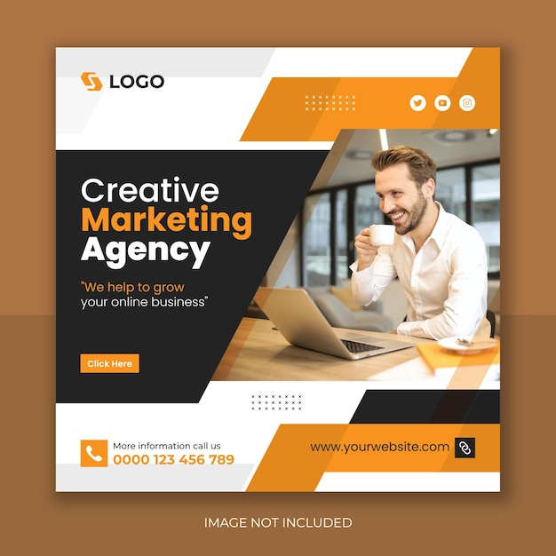 Digital marketing agency and corporate social media post design template premium vector