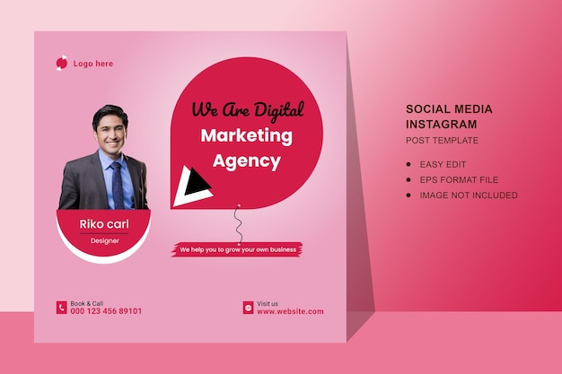 Digital marketing agency and corporate social media post or flyer square template