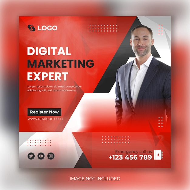 Digital marketing agency and corporate social media post square banner design template