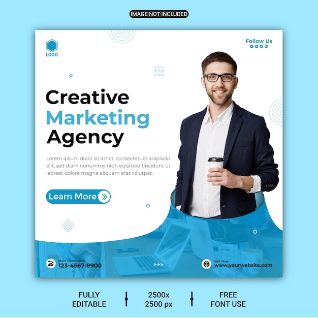 Digital marketing agency and corporate social media post square banner template design