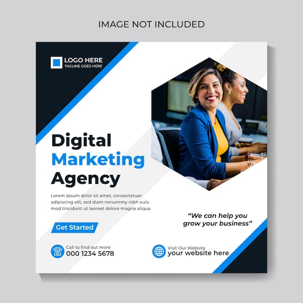 Digital marketing agency and corporate social media post square banner template