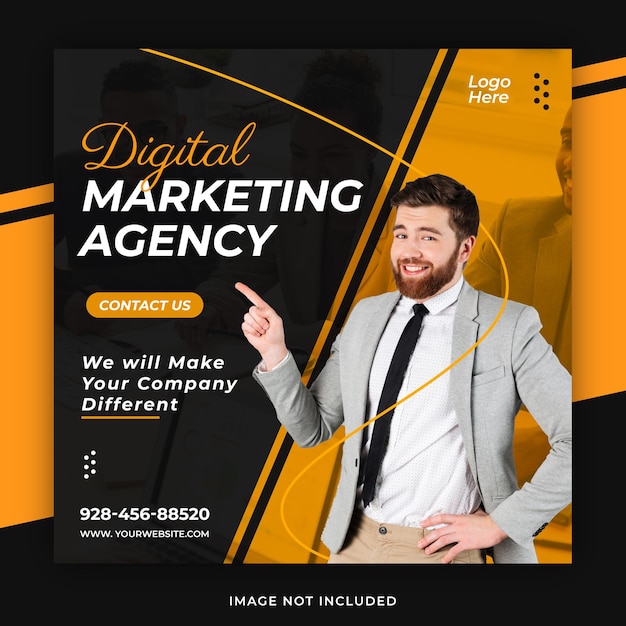 Digital marketing agency and corporate social media post template promotion post