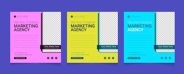 Digital marketing agency corporate social media post template set