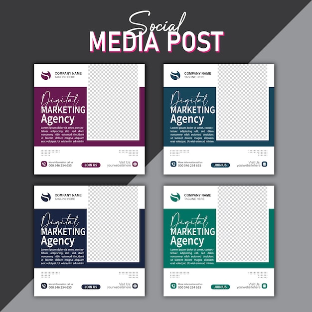 Vector digital marketing agency and corporate social media post template