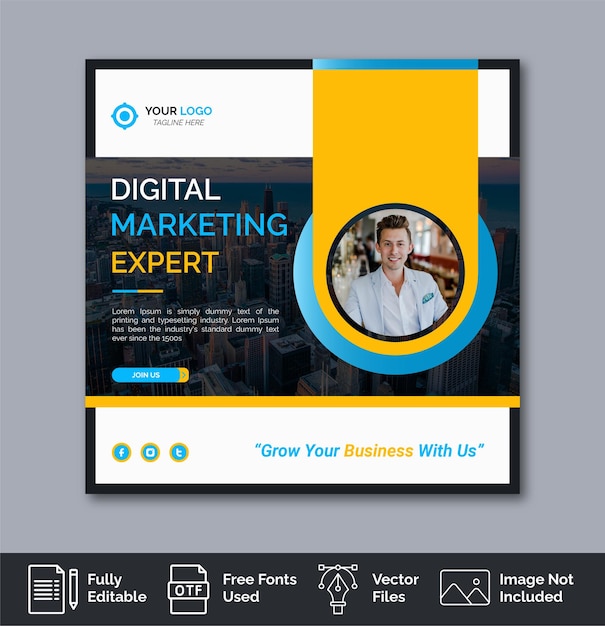 Digital marketing agency and corporate social media post template