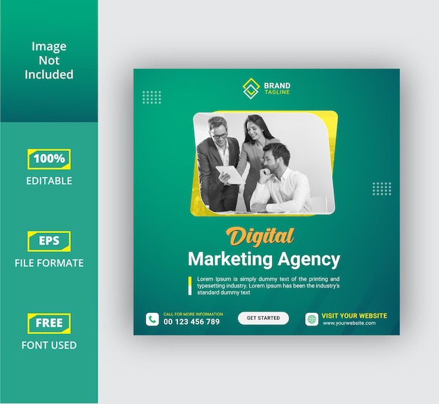 Digital marketing agency and corporate social media post vector template