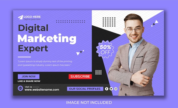 Digital marketing agency editable video thumbnail design template