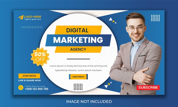 Digital marketing agency editable video thumbnail design template