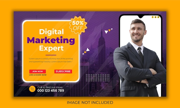 Digital marketing agency editable video thumbnail design template