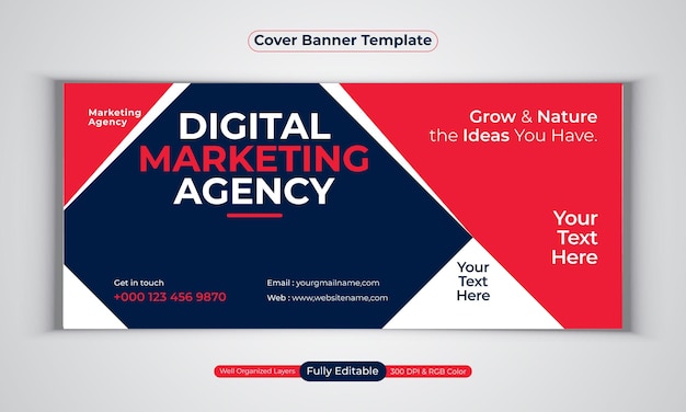 Digital marketing agency facebook cover banner design modern  vector template