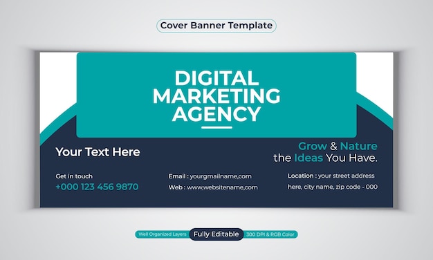 Digital marketing agency facebook cover banner design modern  vector template