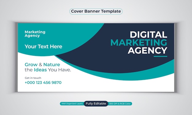 Digital marketing agency facebook cover banner design modern  vector template