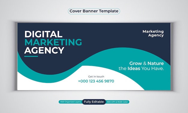 Digital marketing agency facebook cover banner design modern  vector template