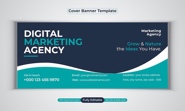 Digital marketing agency facebook cover banner design modern  vector template