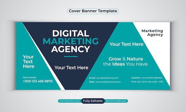 Digital marketing agency facebook cover banner design modern  vector template