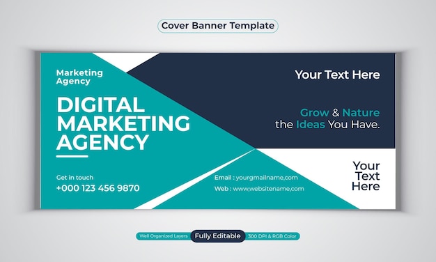 Digital marketing agency facebook cover banner design modern  vector template