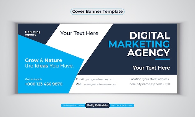 Digital marketing agency facebook cover banner design modern  vector template