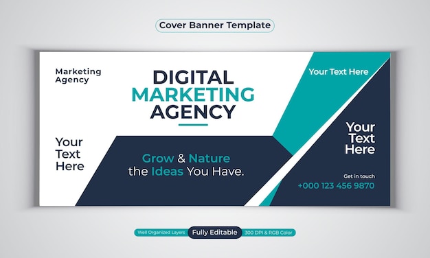 Digital marketing agency facebook cover banner design modern  vector template