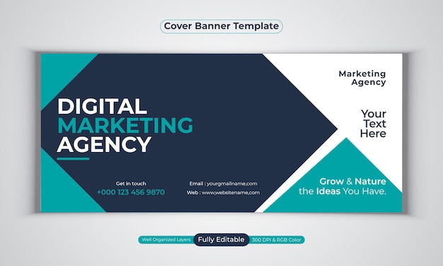 Digital marketing agency facebook cover banner design modern  vector template