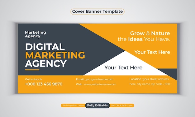 Digital marketing agency facebook cover banner design modern  vector template