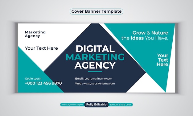 Digital marketing agency facebook cover banner design modern  vector template