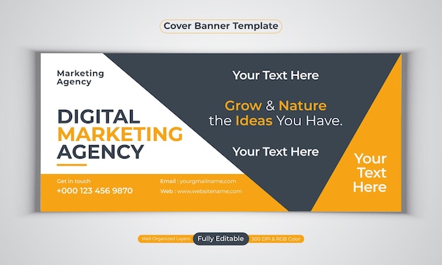 Digital marketing agency facebook cover banner design modern  vector template