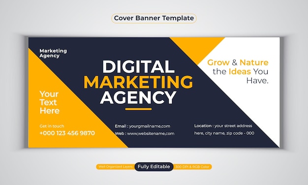 Digital marketing agency facebook cover banner design modern  vector template