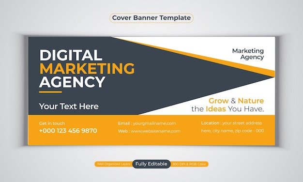 Digital marketing agency facebook cover banner design modern  vector template