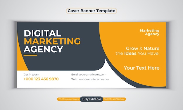 Digital marketing agency facebook cover banner design modern  vector template