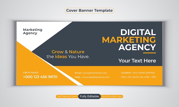 Digital marketing agency facebook cover banner design modern  vector template