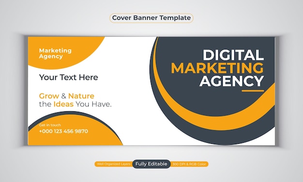 Digital marketing agency facebook cover banner design modern  vector template