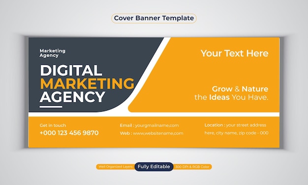 Digital marketing agency facebook cover banner design modern  vector template