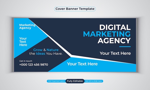 Digital marketing agency facebook cover banner design modern  vector template