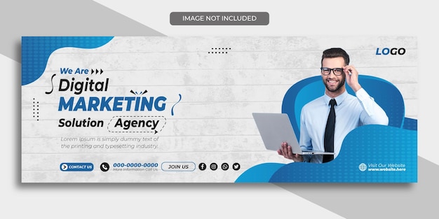 Digital Marketing agency facebook cover banner social media post design vector template