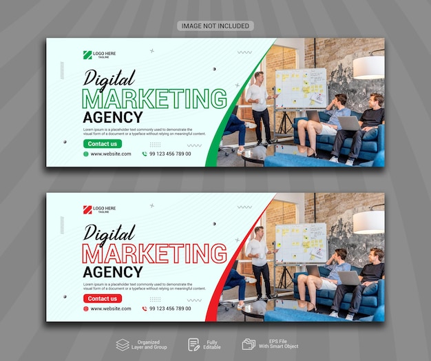 Digital marketing agency and facebook page cover design template banner